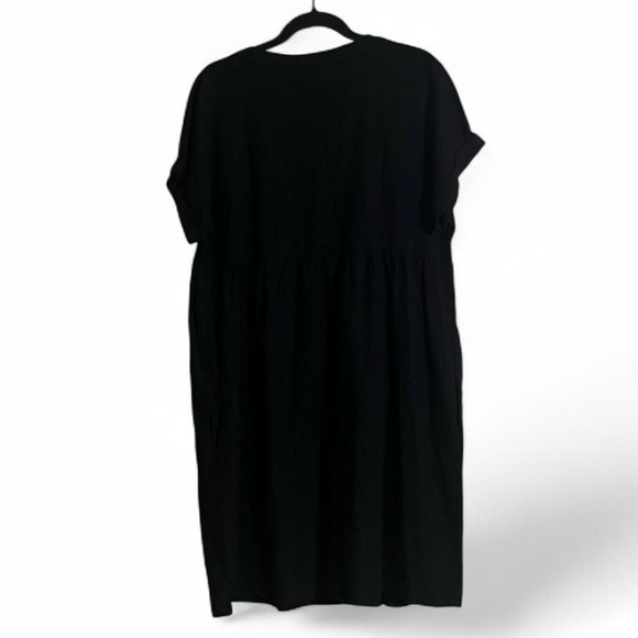 Briggs Linen Blend Dress Black V-Neck Sz L Short Sleeves Vacation Cruise Wear - Picture 4 of 7